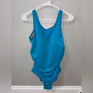 Islander blue one piece women’s 10 beach resort wear thick straps